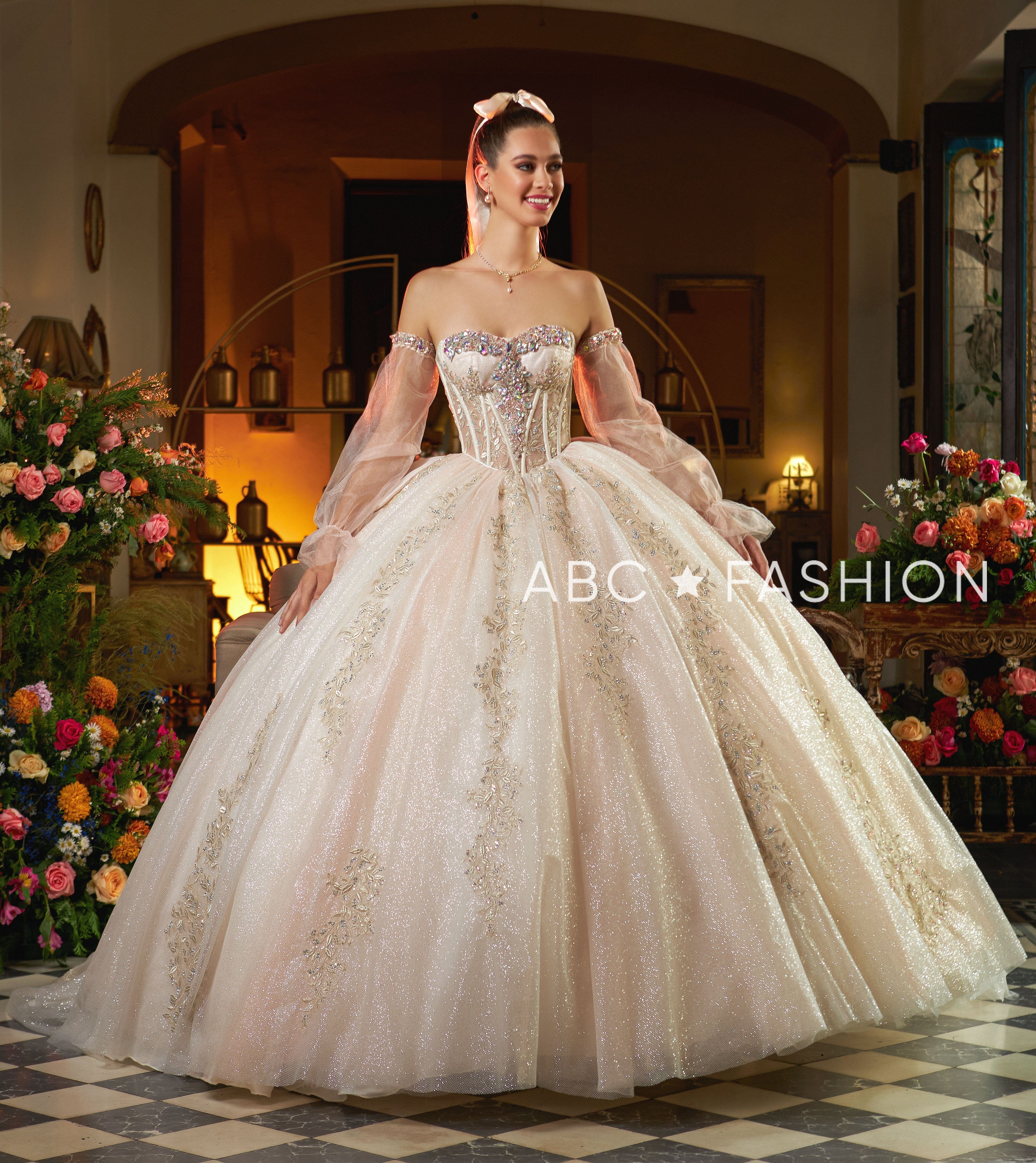 Puff Sleeve Corset Quinceanera Dress by Ragazza EV05-605 – ABC Fashion