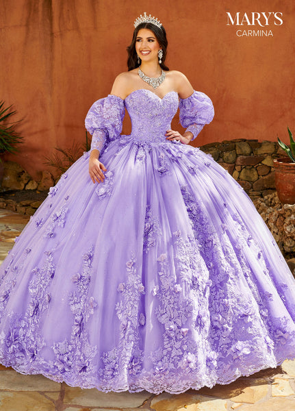 Puff Sleeves Quinceanera Dress by Mary s Bridal MQ1103 ABC