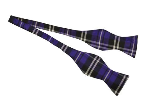 Purple/Black Self Tie Plaid Bow Ties-Men's Bow Ties-ABC Fashion