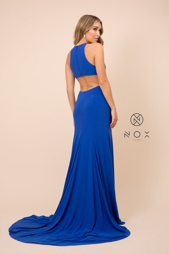 Racerback Long Jersey Dress with Slit by Nox Anabel Q131