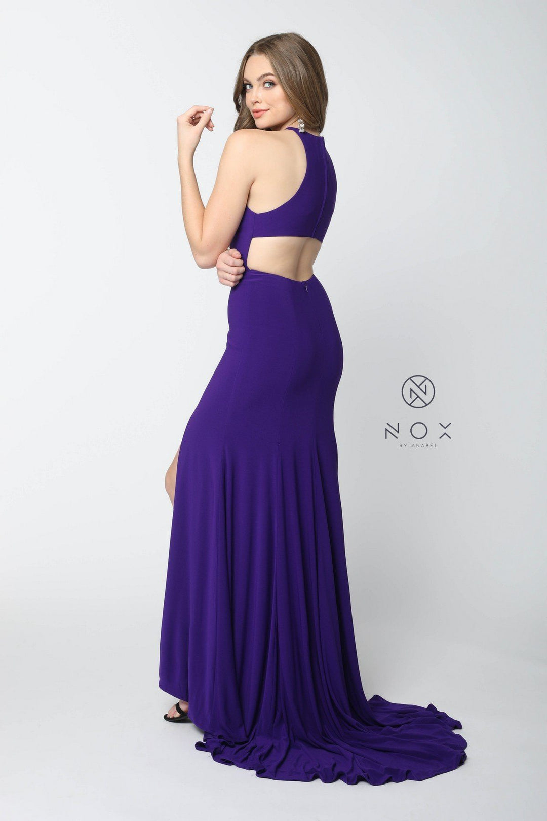 Racerback Long Jersey Dress with Slit by Nox Anabel Q131