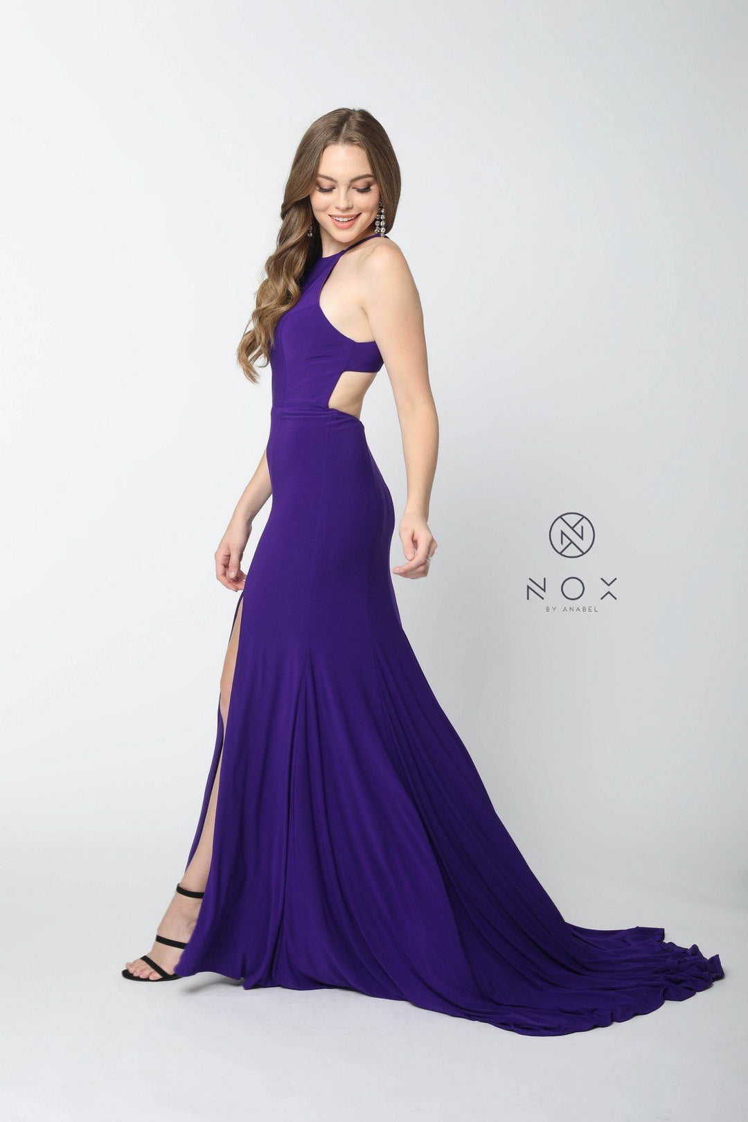 Racerback Long Jersey Dress with Slit by Nox Anabel Q131