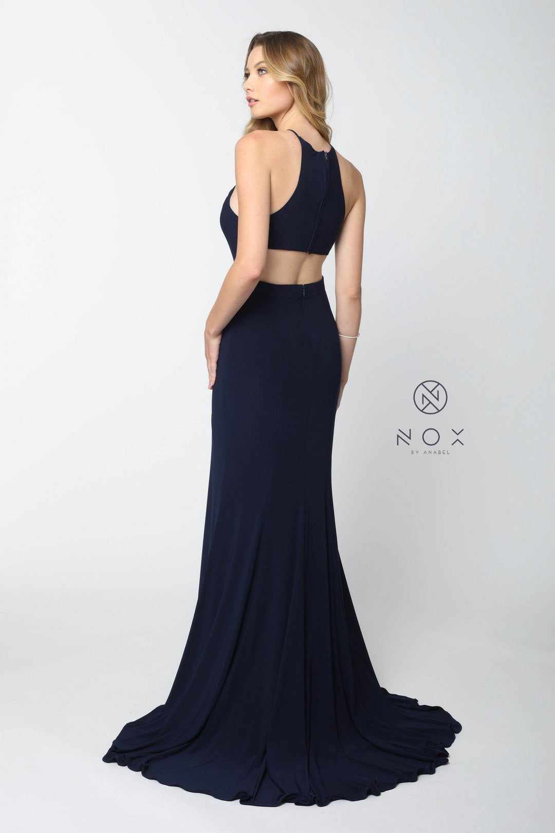 Racerback Long Jersey Dress with Slit by Nox Anabel Q131