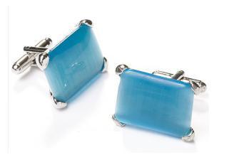 Rectangle Silver Cufflinks with Turquoise Stone-Men's Cufflinks-ABC Fashion