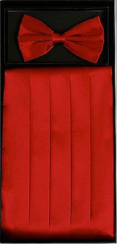 Red Silk Satin Cummerbund and Bow Tie Set-Men's Cummerbund-ABC Fashion