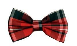 Red/Black Plaid Bow Ties with Matching Pocket Squares-Men's Bow Ties-ABC Fashion