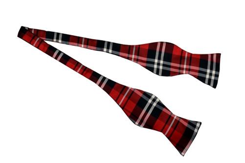 Red/Black Self Tie Plaid Bow Ties-Men's Bow Ties-ABC Fashion