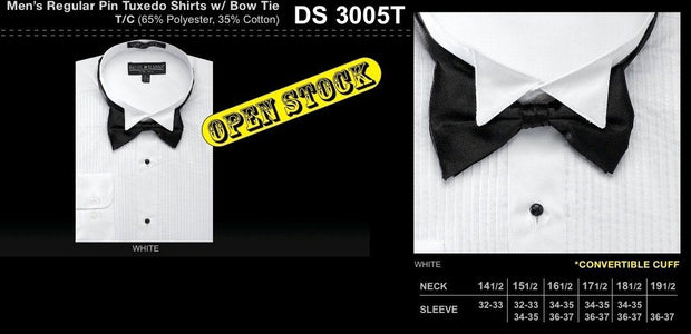 Regular Pin Tuxedo Shirt with Bow Tie-Men's Formal Wear-ABC Fashion