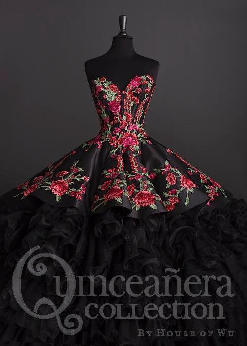 Red rose quinceanera dress clearance