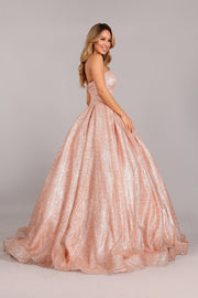 Rose Gold Glitter Strapless Ball Gown by Cinderella Couture