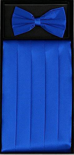 Royal Blue Silk Satin Cummerbund and Bow Tie Set-Men's Cummerbund-ABC Fashion