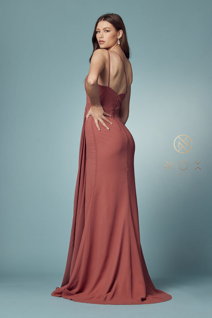 Ruched Long One Shoulder Dress by Nox Anabel E1005