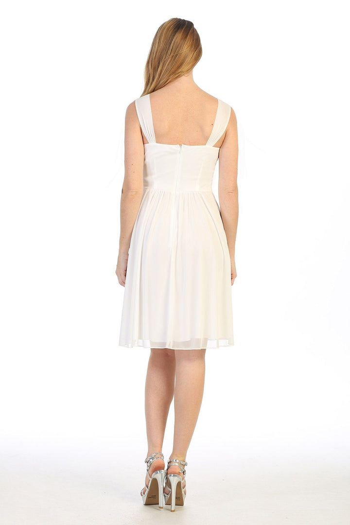 Ruched Short Sleeveless A-line Dress by Celavie 6491