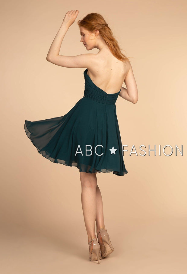 Ruched Strapless Sweetheart Short Dress by Elizabeth K GS1637-Short Cocktail Dresses-ABC Fashion