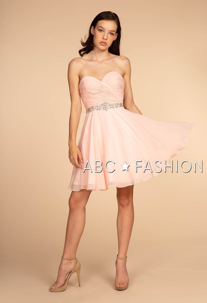 Ruched Strapless Sweetheart Short Dress by Elizabeth K GS1637-Short Cocktail Dresses-ABC Fashion