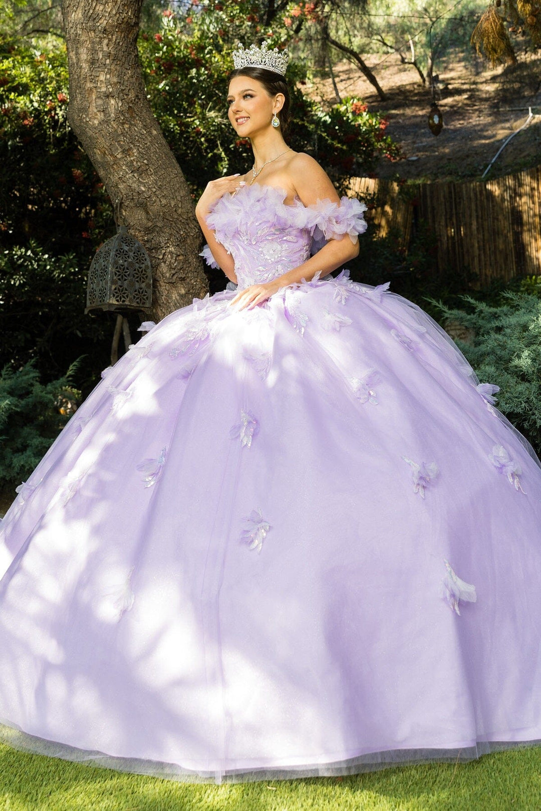 Ruffled Bodice Off Shoulder Ball Gown by Cinderella Couture 8065J