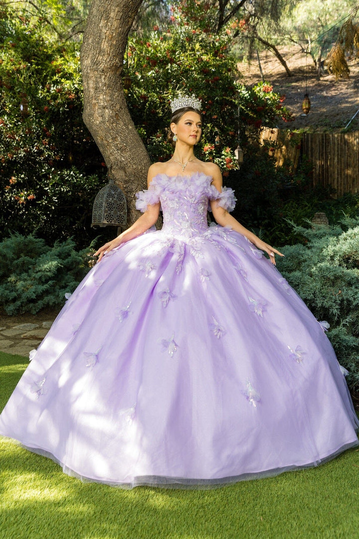 Ruffled Bodice Off Shoulder Ball Gown by Cinderella Couture 8065J