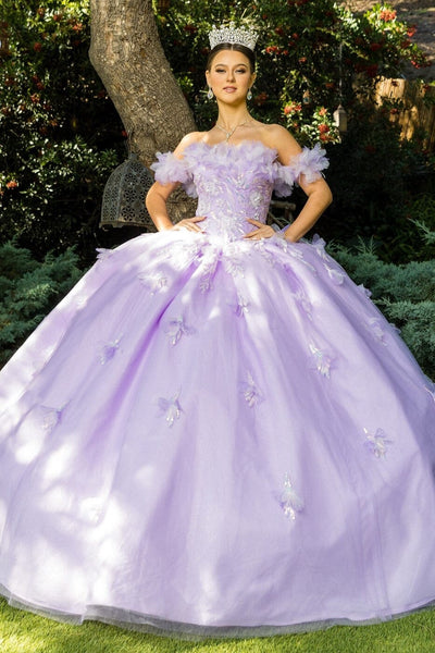 Ruffled Bodice Off Shoulder Ball Gown by Cinderella Couture 8065J