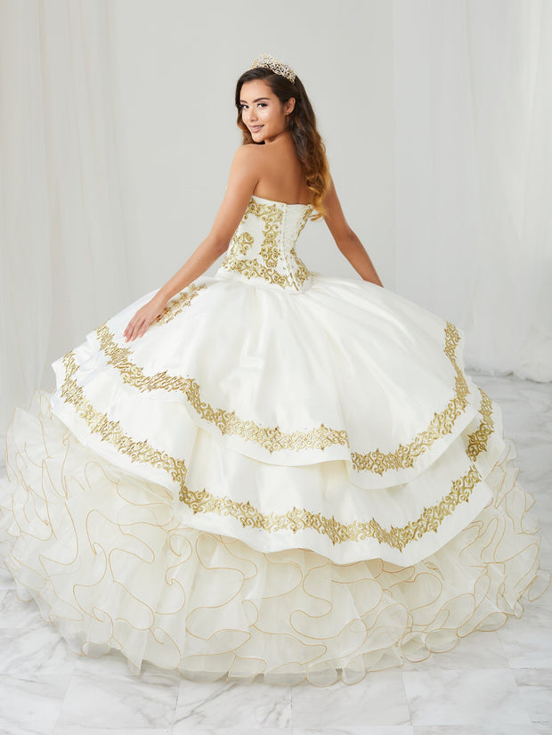 Ruffled Charro Quinceanera Dress by LA Glitter 24084