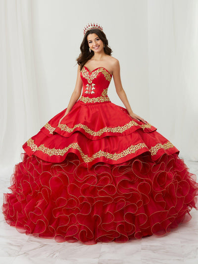 Ruffled Charro Quinceanera Dress by LA Glitter 24084