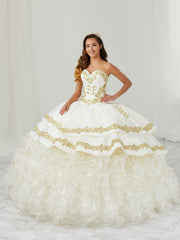 Ruffled Charro Quinceanera Dress by LA Glitter 24084