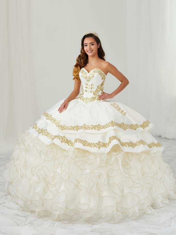 Ruffled Charro Quinceanera Dress by LA Glitter 24084