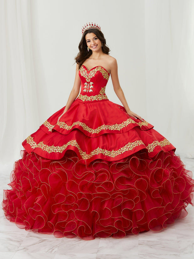 Ruffled Charro Quinceanera Dress by LA Glitter 24084