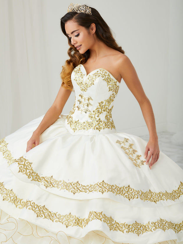 Ruffled Charro Quinceanera Dress by LA Glitter 24084