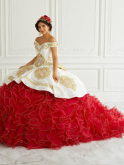 Ruffled Charro Quinceanera Dress by LA Glitter 24096