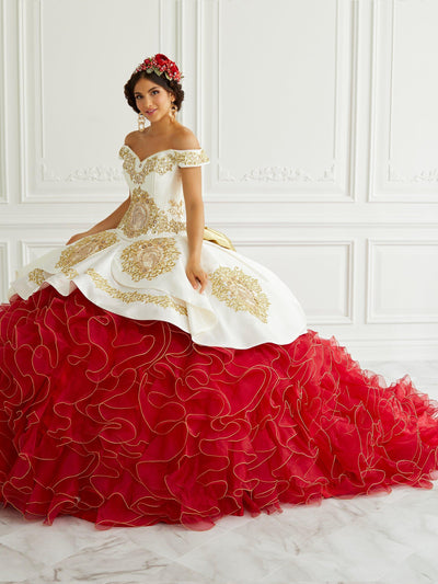 Red charro shop quince dress