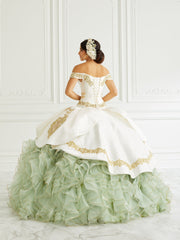 Ruffled Charro Quinceanera Dress by LA Glitter 24096