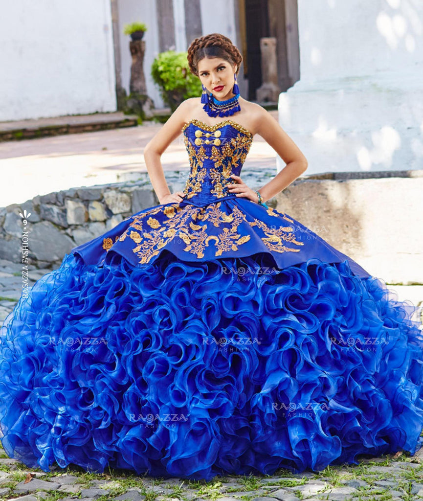 royal blue and gold quinceaera dress Ball Gown Quinceanera Dresses Sweet 16 Prom Embroidered Lace Glitter Sequins Applique Pearl Designer Princess Homecoming Wedding Dress Long Train 16 at Amazon Women's Clothing store Normal Hemline Royal Blue Beaded Quinceanera Blue