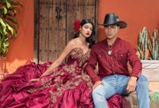Ruffled Charro Quinceanera Dress by Ragazza M39-139