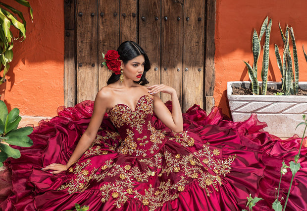 Ruffled Charro Quinceanera Dress by Ragazza M39-139