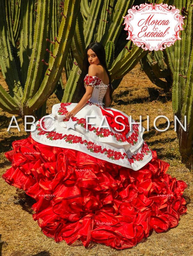 Ruffled Floral Charro Quince Dress by Ragazza Fashion MV17-117-Quinceanera Dresses-ABC Fashion