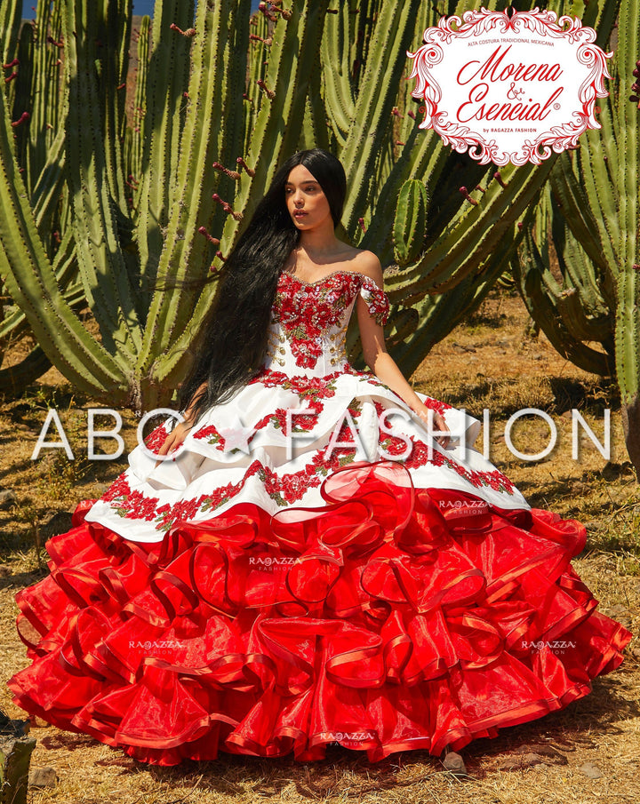 Ruffled Floral Charro Quince Dress by Ragazza Fashion MV17-117-Quinceanera Dresses-ABC Fashion