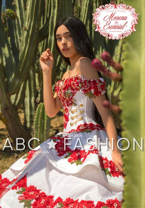 Ruffled Floral Charro Quince Dress by Ragazza Fashion MV17-117-Quinceanera Dresses-ABC Fashion