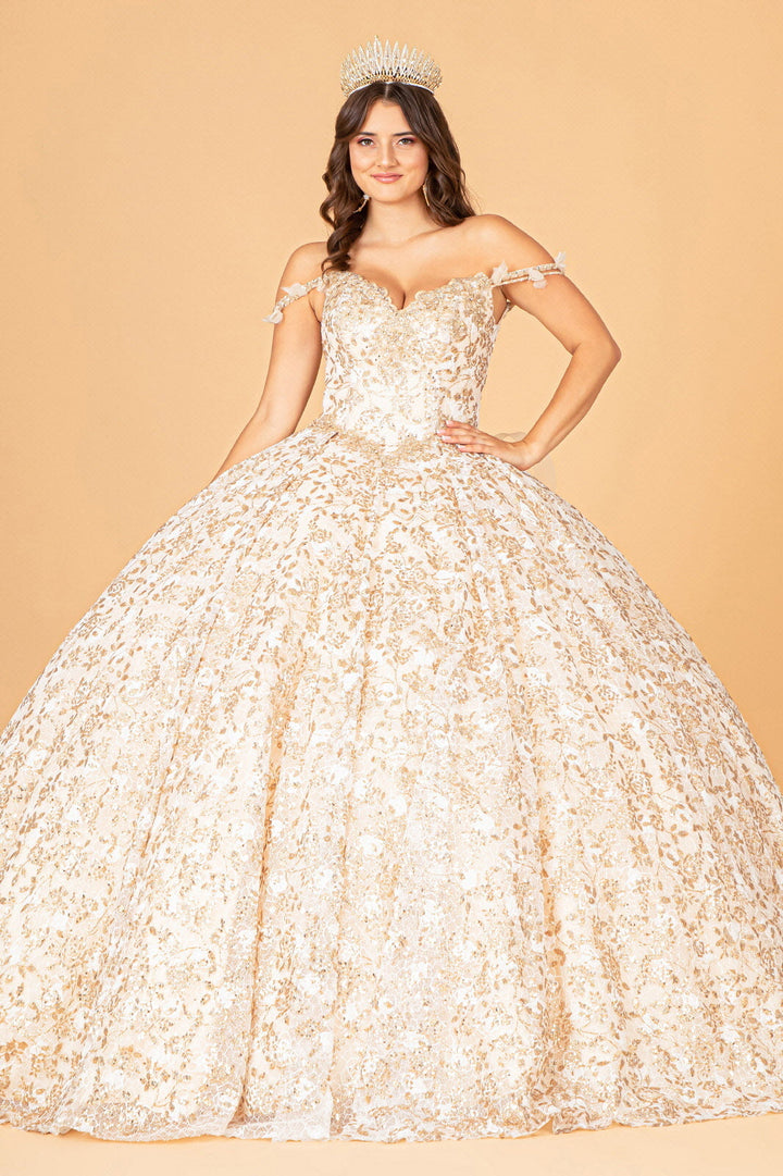 Ruffled Floral Print Ball Gown by Elizabeth K GL3072