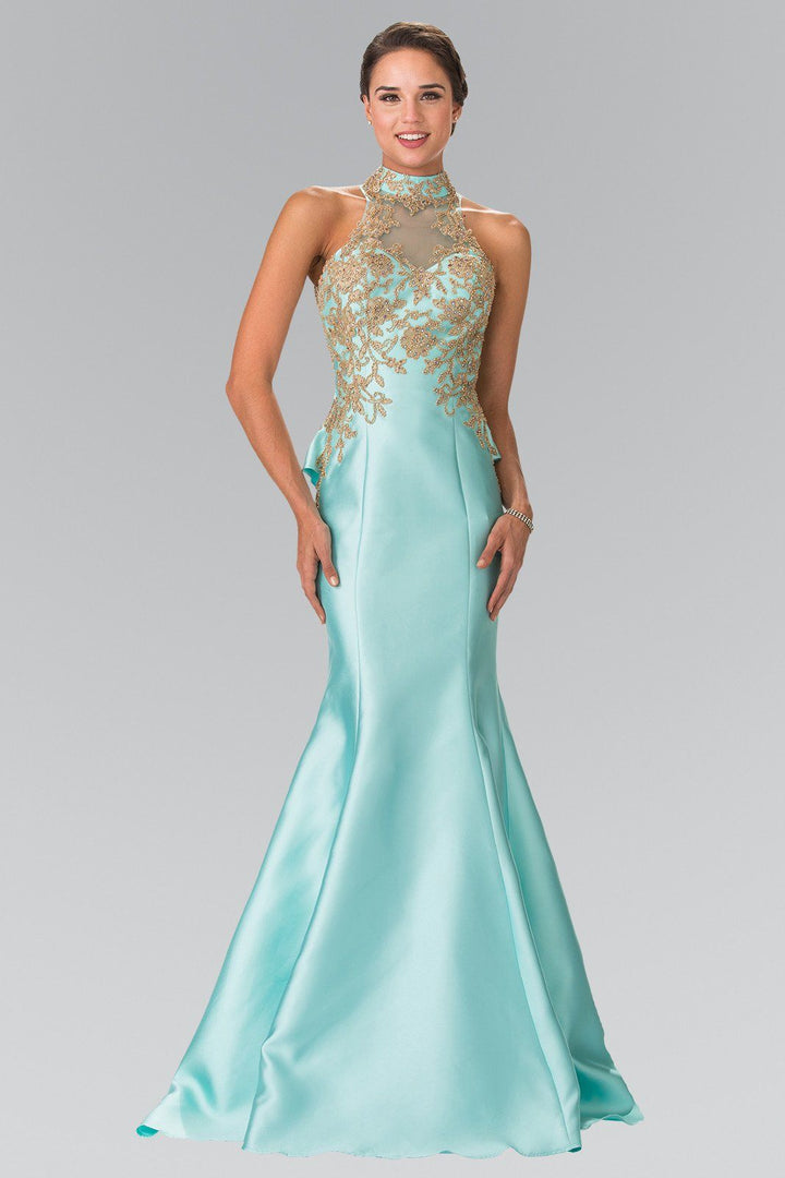 Ruffled Mermaid Gown with Illusion Top by Elizabeth K GL2280-Long Formal Dresses-ABC Fashion