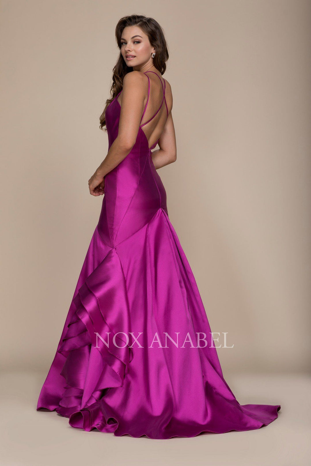Ruffled Mermaid Gown with Sweetheart Neckline by Nox Anabel C034-Long Formal Dresses-ABC Fashion