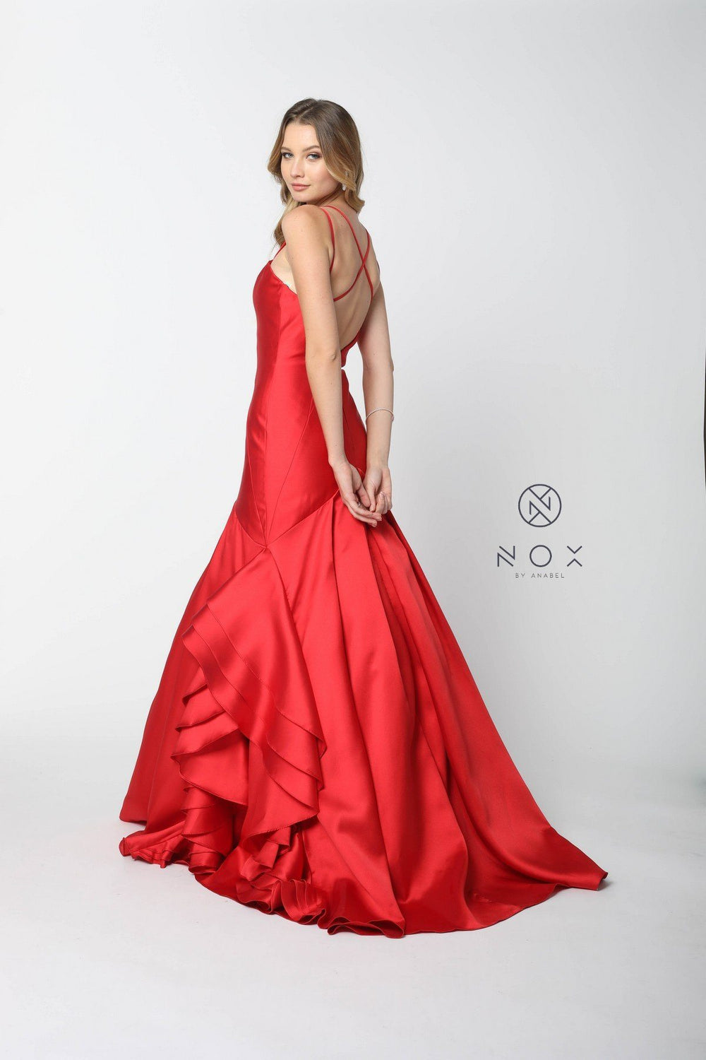 Ruffled Mermaid Gown with Sweetheart Neckline by Nox Anabel C034-Long Formal Dresses-ABC Fashion