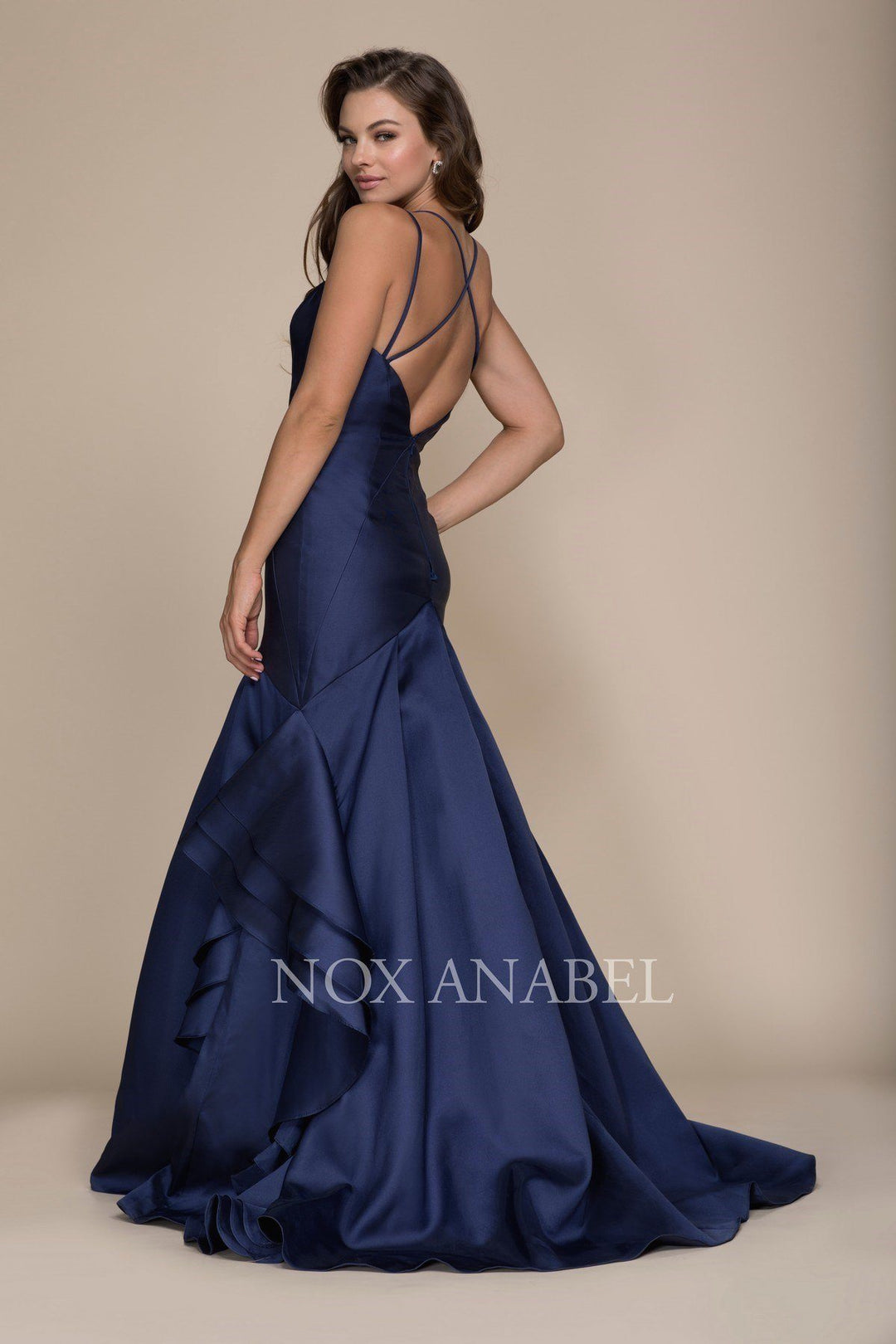 Ruffled Mermaid Gown with Sweetheart Neckline by Nox Anabel C034-Long Formal Dresses-ABC Fashion