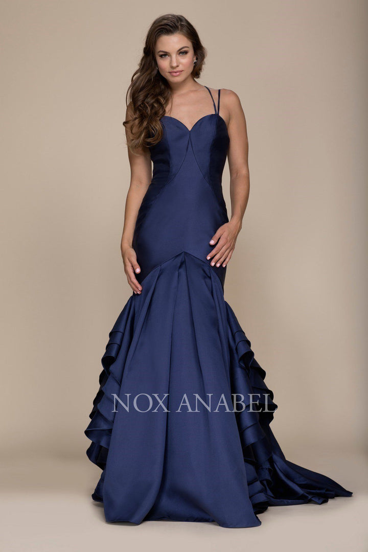 Ruffled Mermaid Gown with Sweetheart Neckline by Nox Anabel C034-Long Formal Dresses-ABC Fashion