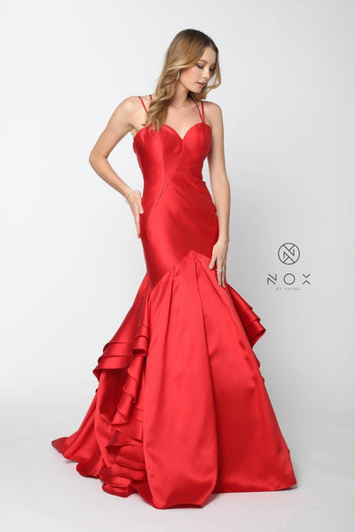 Ruffled Mermaid Gown with Sweetheart Neckline by Nox Anabel C034-Long Formal Dresses-ABC Fashion