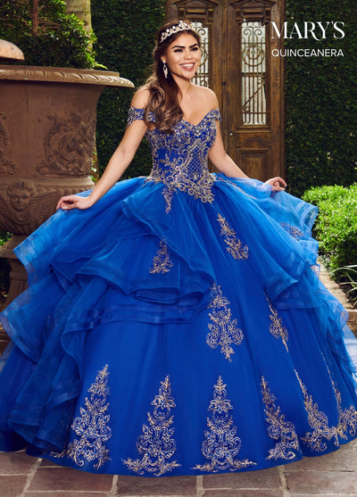 Ruffled Off Shoulder Quinceanera Dress by Mary's Bridal MQ2083-Quinceanera Dresses-ABC Fashion
