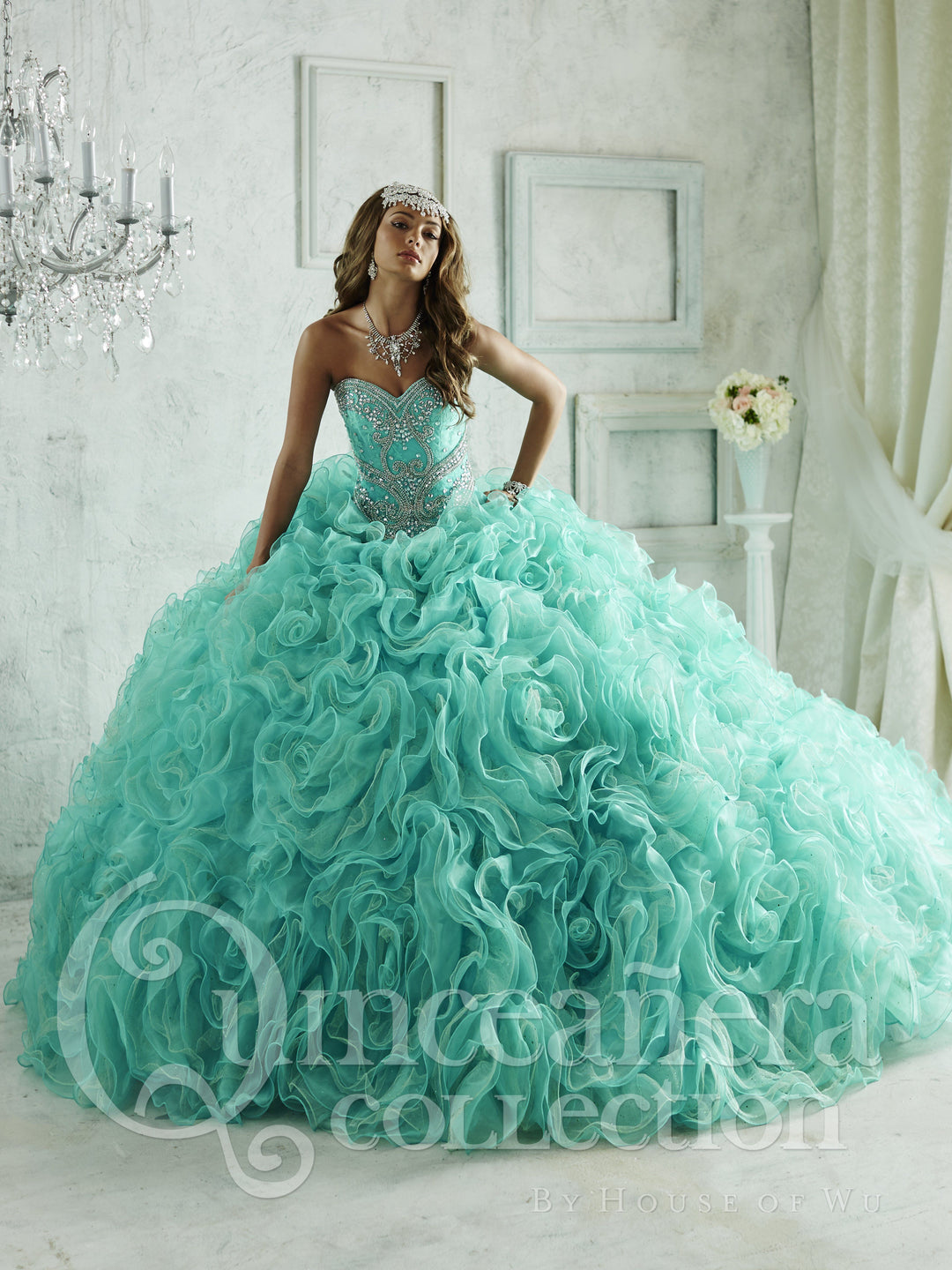 Ruffled Quinceanera Dress with Mini Skirt by House of Wu 26801