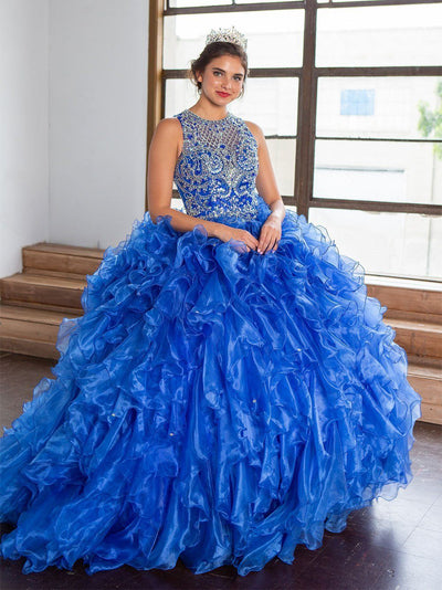 Ruffled Sleeveless Illusion Quinceanera Dress by Calla KY71212X-Quinceanera Dresses-ABC Fashion