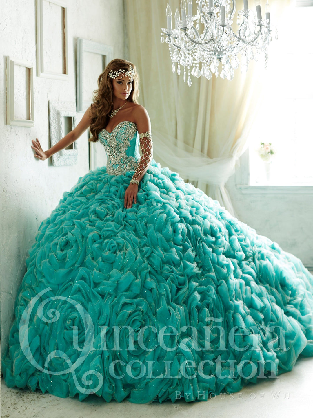 Ruffled Strapless Quinceanera Dress by House of Wu 26800