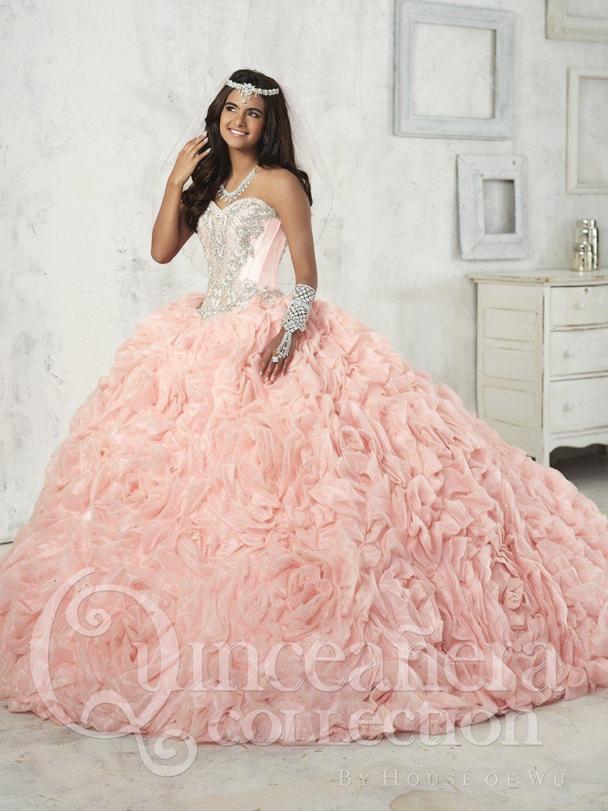 Ruffled Strapless Quinceanera Dress by House of Wu 26800