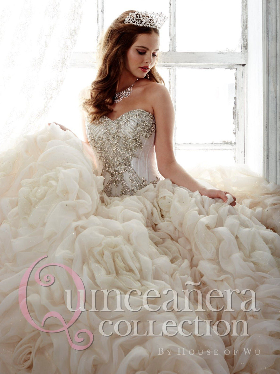 Ruffled Strapless Quinceanera Dress by House of Wu 26800